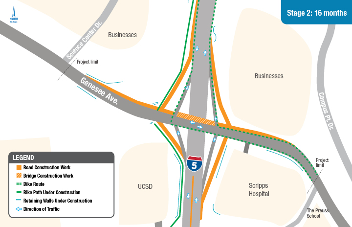 I-5/Genesee Stage 2 Construction Map