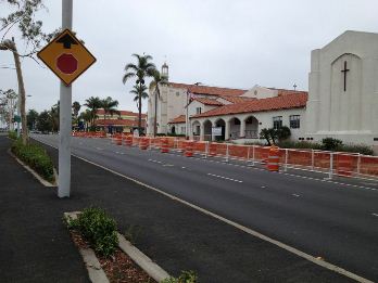 Construction on Park Blvd. in front of Grace Luthern Church