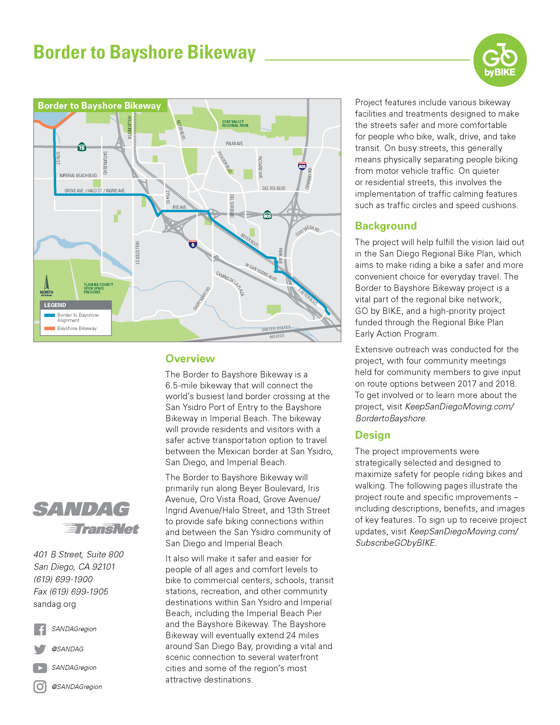 View the Border to Bayshore Bikeway project fact sheet in English.