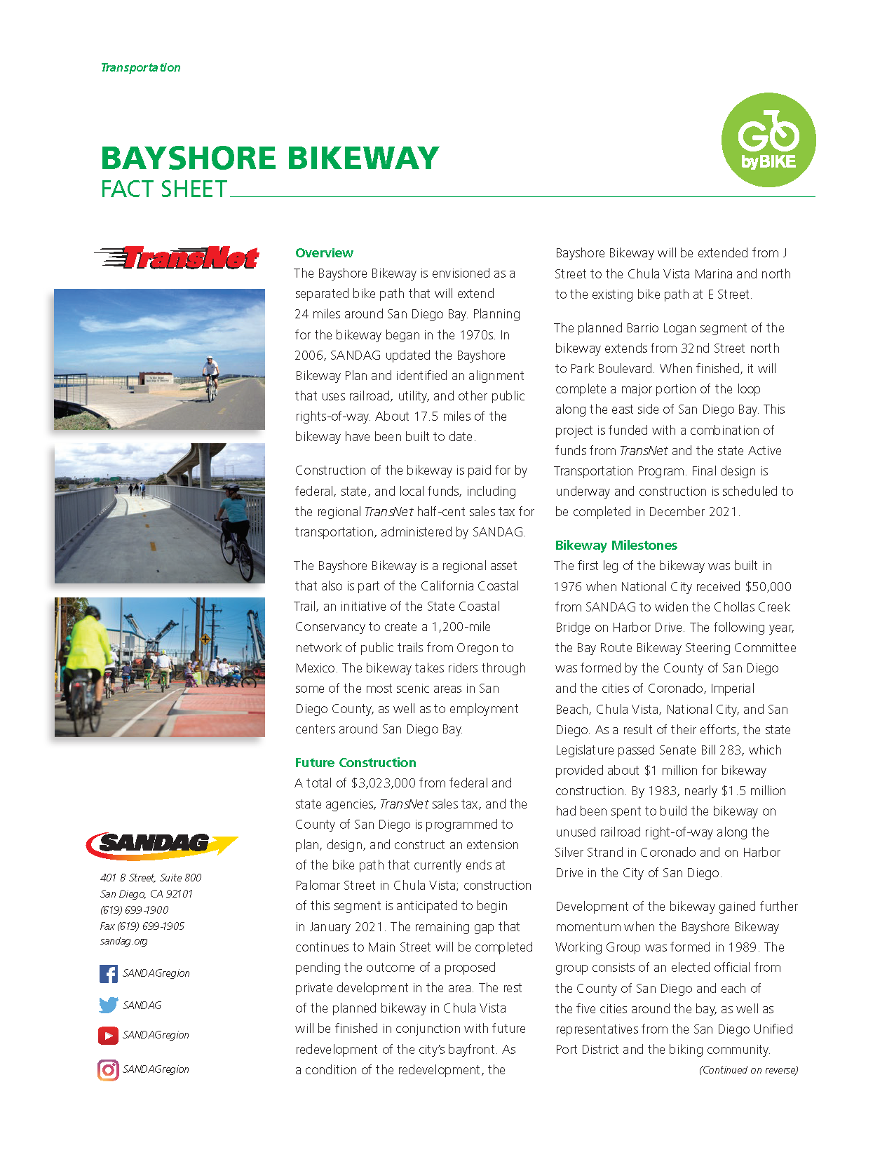 View the Bayshore Bikeway project fact sheet in English.