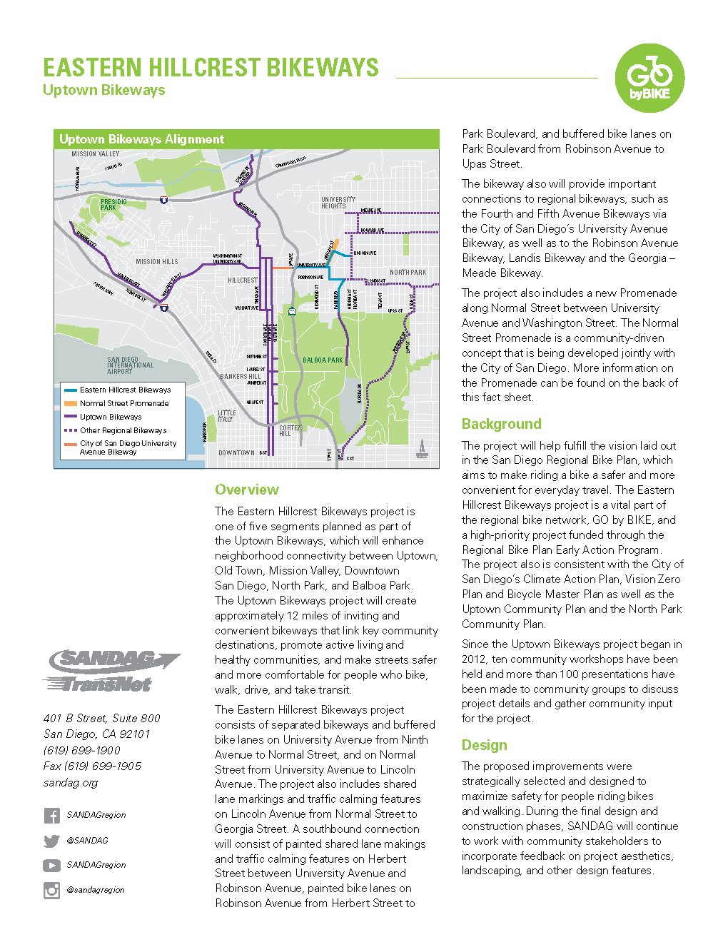 View the Eastern Hillcrest Bikeways project fact sheet in English.