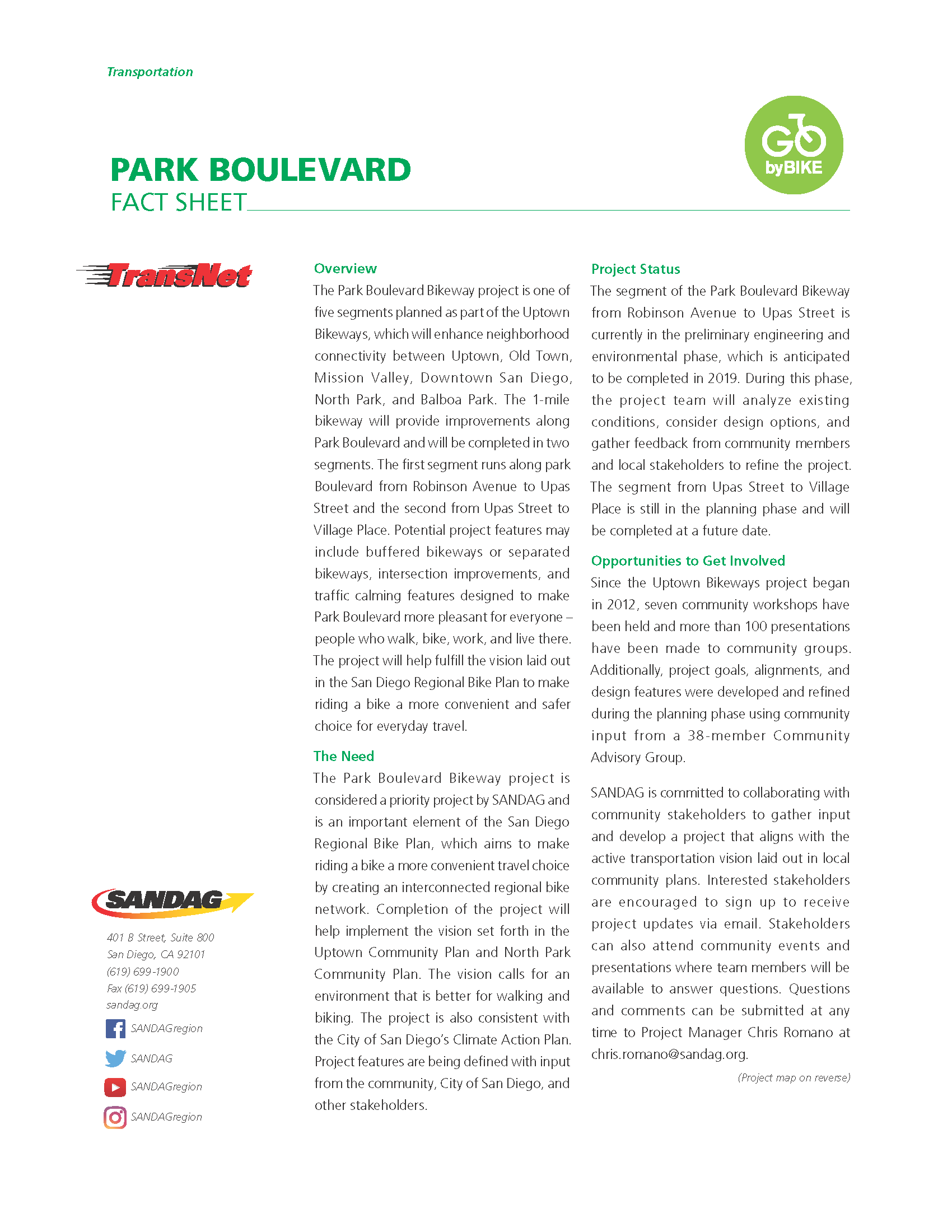 iew the Park Boulevard Bikeway project fact sheet in English.
