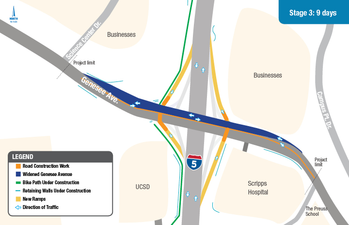 I-5/Genesee Stage 3 Construction Map