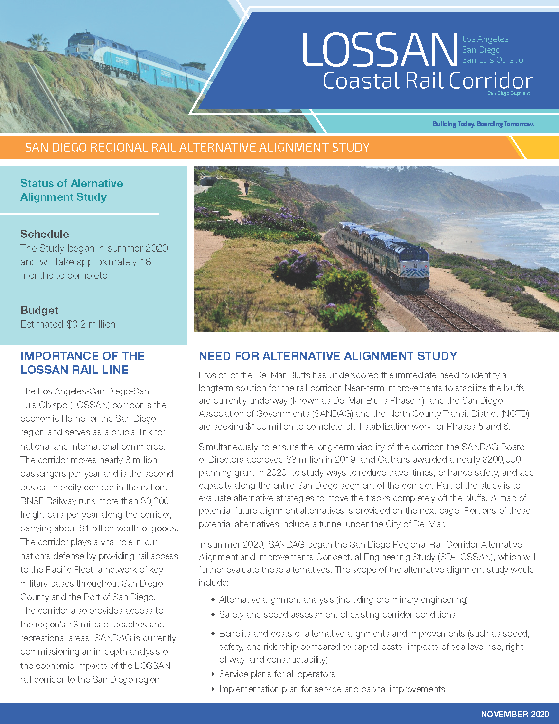 San Diego Regional Rail Alternative Alignments Study Fact Sheet