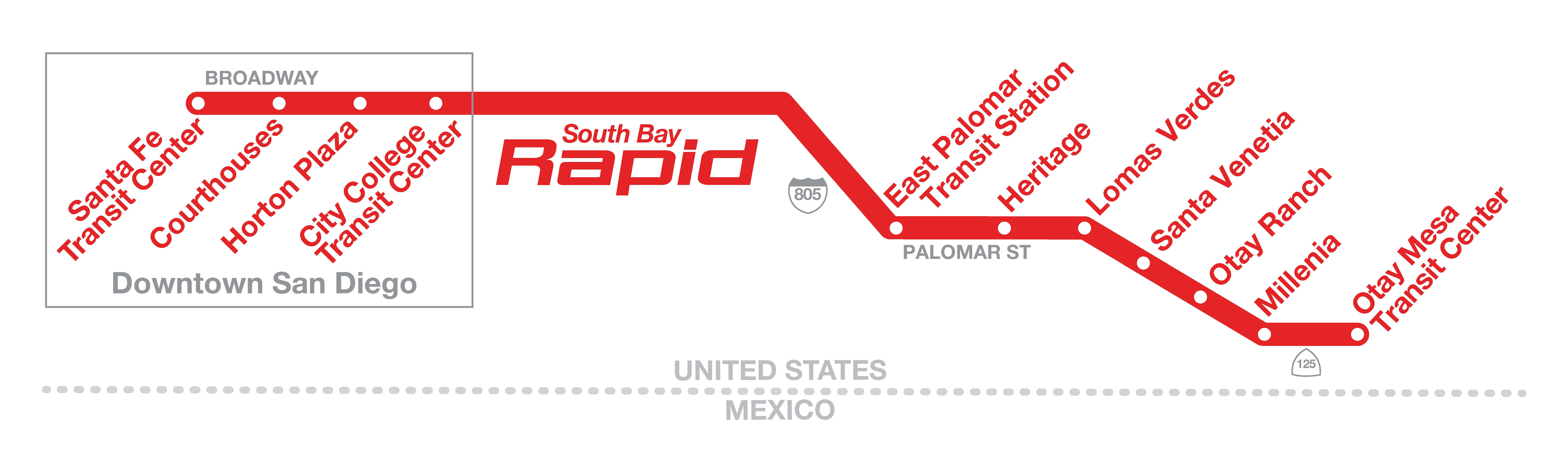 South Bay Rapid Route Map